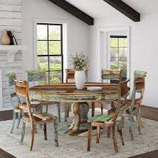 Round farm table with phoenix pedestal base $ 0.00 select options; Wilmington Rustic Reclaimed Wood Round Dining Table Chair Set