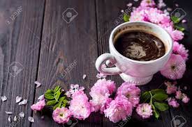 A beautiful cup of coffee is always brighten mood in morning, if you are a serious coffee drinker then you would know what it means to live a day without coffee. Floral Frame Consists Of Pink Flowers With Coffee Cup On Wooden Stock Photo Picture And Royalty Free Image Image 77113860