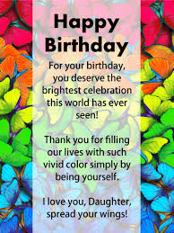 Birthday Greeting Card For My Daughter Rainbow Butterflies Happy Birthday Card For Daughter Birthday Greeting Cards By Davia Happy Birthday Cards Happy Birthday Daughter Birthday Cards