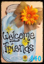 Mason Jar Door Hanger By Crossherart On Etsy Mason Jar Door Hanger Mason Jars Mason Jar Sign Painted mason jars are vintage, chic decorations that are suitable for a variety of occasions. pinterest