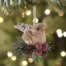 Bird Christmas Tree Ornaments This Adorable Natural Burlap Bird Ornament Looks Right At Home In Your Christmas Tr Bird Christmas Ornaments Woodland Christmas Ornaments Burlap Christmas Tree
