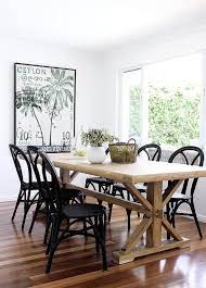 Beautiful French Farmhouse Style Dining Room Back Cafe Style Chairs Add A Dramatic Farmhouse Style Dining Room Farmhouse Dining Room Table Dining Room French