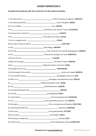 Free Esl Efl Printable Worksheets And Handouts Printable English Worksheets Free English Worksheets Word Formation