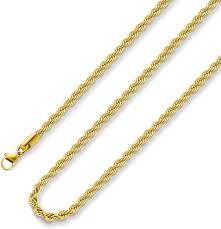 Jtv has many different styles of gold rope chains in a variety of thicknesses and lengths. 2 5mm 16 Inches Stainless Steel Twist Rope Chain Necklace Mens Womens Necklace Jewelry Amazon Com