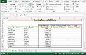 rounding numbers to millions in excel