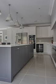 Stunning Hand Painted Shaker Kitchen Silestone Quartz Work Surface Bespoke Shaker Kitchen Grey Ha Grey Kitchen Designs Grey Kitchen Floor Kitchen Floor Tile