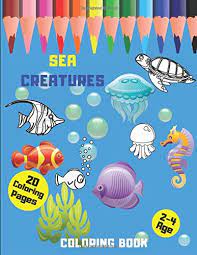 Under the sea coloring pages shark octopus crab. Sea Creatures Coloring Book 20 Coloring Pages With Sea Animals For Kids 2 4 Age Justine Cara Weld 9798670974813 Amazon Com Books