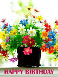 Happy birthday wishes with flowers bouquet. Colorful Flower Bouquet Happy Birthday Card Birthday Greeting Cards By Davia