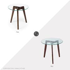 The blu dot free range side table is sophisticated and leggy, with tall solid walnut legs and a black steel frame topped by a petite round slab of white marble. Daily Find Article Clarus Walnut Side Table Copycatchic