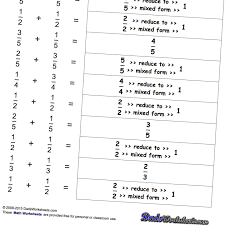 Math Worksheets Common Denominator No Whole Parts Addition Of Fractions Math Facts Addition Math Worksheets