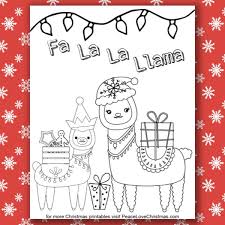 There are a few alpacas here that are too cute to miss. Christmas Llama Coloring Page Peace Love Christmas