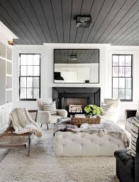 6 Paint Colors That Make A Splash On Ceilings Black And White Living Room Family Room Design Interior