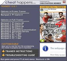 Virtua tennis 4 is a tennis simulation game featuring 22 of the current top male and female players from the atp and wta tennis tours. Virtua Tennis 4 1 Trainer Download