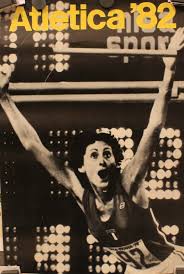 High jump, sport in athletics (track and field) in which the athlete takes a running jump to attain height. Sara Simeoni Athletics 82 Milano Manifesti