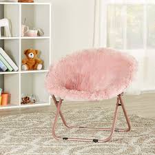 Mainstays Blair Plush Faux Fur Kids Saucer Chair Multiple Colors Walmart Com In 2020 Pink Chair Stylish Chairs Bedroom Chair