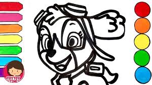 Join ryder and his paw patrol friends on their adventures to protect the community. Glitter Paw Patrol Skye Painting For Toddlers And Drawing For Kids Rainbow Coloring Pages Youtube