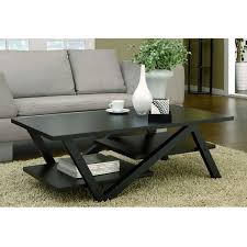 Modern Z Shape Coffee Table In Black Wood Finish Coffee Table Black Coffee Tables Modern Floating Shelves