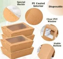 Anqtovp Kraft Paper Take Out Food Containers with Lids and Clear Window, Leak-Resistant, 50 Pack Disposable Meal Boxes 29CSA10087