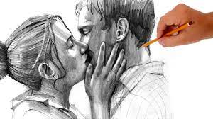 Sketch two ovals slightly intersecting each other. How To Draw Kissing People Valentine S Day Special Ii Youtube