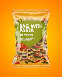 Plastic Bag With Tricolor Fusilli Pasta Mockup In Bag Sack Mockups On Yellow Images Object Mockups