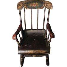 Antique Child S Rocking Chair Roses Stenciled 19th C Boston Rocker Hand Painted Kids Rocking Chair Rocking Chair Chair Design Wooden