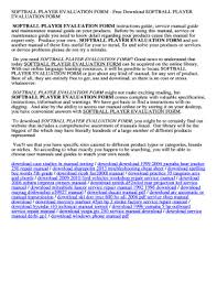 The peak growth season is spring and autumn with reduced growth in winter. Softball Player Evaluation Form Fill Online Printable Fillable Blank Pdffiller