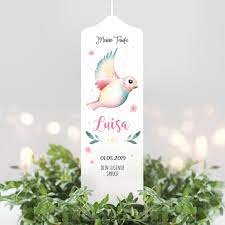 Taufkerze Madchen Vogel Individuelles Taufgeschenk Geschenkidee