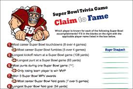 Ask questions and get answers from people sharing their experience with risk. Printable Super Bowl Trivia Game Claim To Fame
