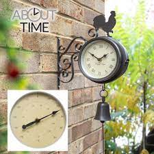 Vintage 1990s scrolled wrought iron standing clock. Outdoor Wrought Iron Garden Clock Double Sided Wall Hanging Clock With Cockerel Wall Clocks Home Garden Worldenergy Ae