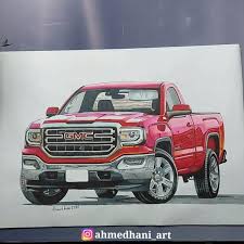 drawing gmc sierra رسم سيارة جي ام سي سييرا drawings cars car