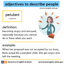 Adjectives To Describe People Petulant English Vocabulary Words Learn English Words Adjectives To Describe People