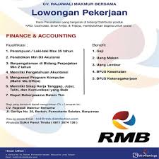 Semua jenis lowongan program trainee information technology (it) legal business support product development marketing / business relationship. Lowongan Kerja Cv Rajawali Makmur Bersama Desember 2020