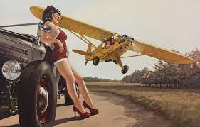 See more ideas about nose art, aircraft art, airplane art. Wallpaper Road Girl Figure Hot Rod Pin Up Fly By Piper Cub Images For Desktop Section Aviaciya Download