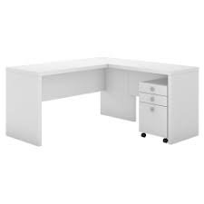 We are not governed by large manufacturers or by buying groups. Kathy Ireland Office By Bush Business Furniture Echo L Shaped Desk With Mobile File Cabinet Pure White Standard Delivery Office Depot