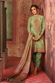 3 piece embroidered suit with cotton silk dupatta alkaram