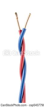 The armouring of the mains cable is earthed to the ups enclosure through the gland. Red And Blue Wires Isolated On White Background Canstock
