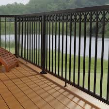 Black Aluminum Deck Railing Home Depot Peak Aluminum Railing 6 Ft Black Aluminum Hand And Base Rail 50111 The Home Depot In 2020 Porch Railing Designs Balcony Railing Design Railings Outdoor