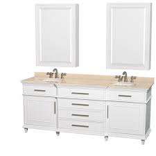 A double sink bathroom vanity is usually an ideal choice for master bathrooms or for shared or family spaces. Wyndham Wcv171780dwhivunrmed 80 Inch Double Bathroom Vanity In White Ivory Marble Countertop Undermount Round Sinks 24 Inch Medicine Cabinets