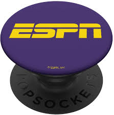 It was a simple capitalized, red espn surrounded by a thick orange rectangle with rounded corners, both atop a white background. Amazon Com Espn Logo Yellow Purple Popsockets Popgrip Swappable Grip For Phones Tablets