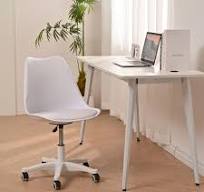 Amazon.com: Warmiehomy Silla de escritorio de oficina sin brazos con ruedas  de plástico PP ergonómica pequeña silla de escritorio para computadora sin  ...