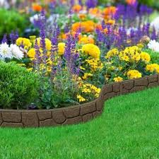 Multy Home Ez Border Stones 4 Ft Earth Rubber Garden Edging 6 Pack Mt5001186 The Home Depot Garden Edging Garden Edging Stones Landscape Edging