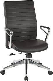 Office Star Bonded Leather Seat And Back Padded Arms And Aluminum Accent High Back Hospitality Chair Black In 2020 Leather Seat Hospitality Chairs Office Star