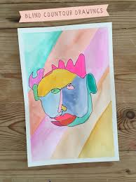 Blind draw game for kids. Blind Contour Drawings With Kids Artbar
