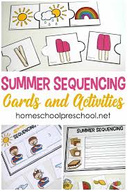 Download This Set Of Fun Summer Sequencing Cards That Include Puzzles A Sequencing Mat And Story Te Free Preschool Printables Sequencing Cards Free Preschool