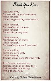 Thank You Mom Debbie Bongiovanni Family Poems