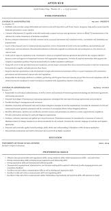 contracts administrator resume sample