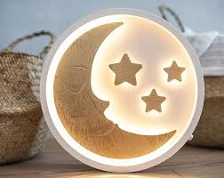 Moon Night Light Moon Lamp Wood Night Light Baby Shower Gift Half Moon Moon Nursery Moon Nursery Night Light Kids Baby Night Light Nursery Lamp