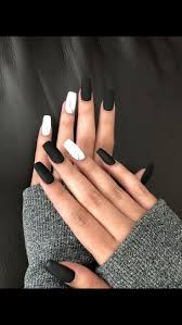 Black Acrylic Nail Ideas 70 Black White Acrylic Coffin Nail Ideas Are Timeless Classics 2 Welcomemyblog Com Cute Black Nails Solid Color Nails Cute Acrylic Nails