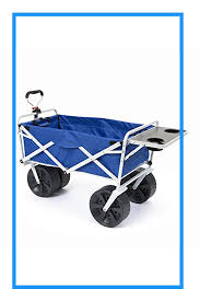 Mac Sports Collapsible Folding Beach Wagon With Side Table Straps And Big Wheels Bundle Holds 150lbs Foldable Sand Cart All Terrain Utility Cart Fold Up C In 2020