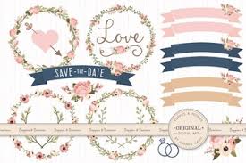 Blush pink peony & eucalyptus wedding bouquets | artificial flowers (medium). Navy Blush Wedding Floral Clipart Vectors Flower Clip Art Banners